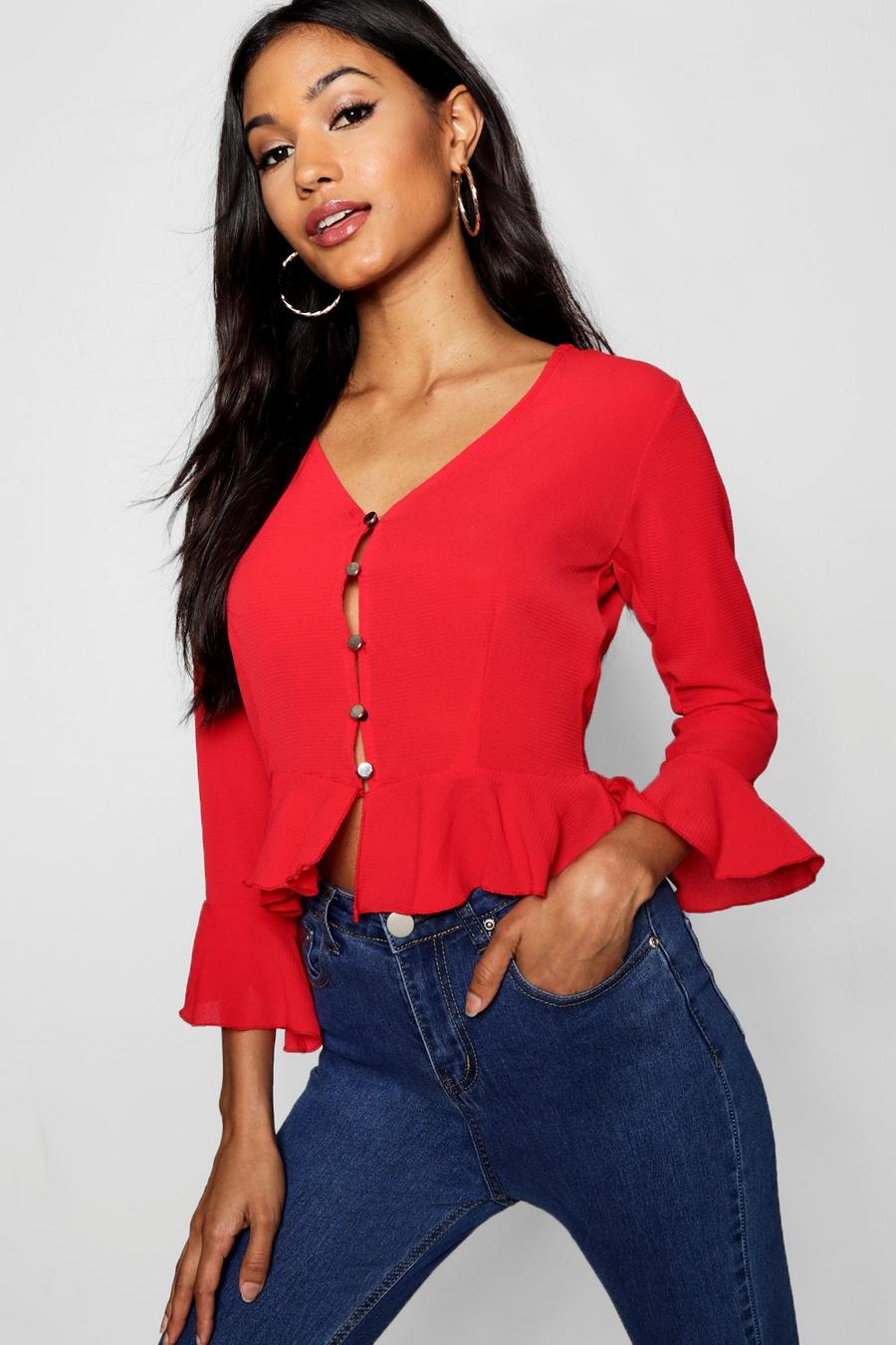Button Through Ruffle Blouse image number 1