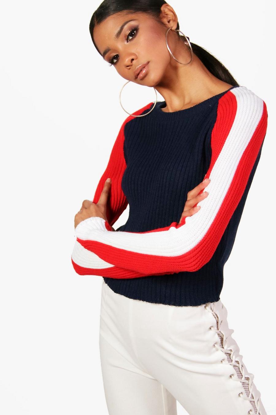 Blue Stripe Sleeve Jumper image number 1