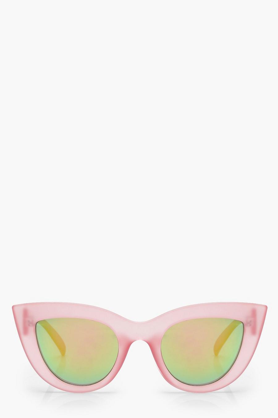 Lunettes de soleil rétro à monture rose yeux de chat image number 1