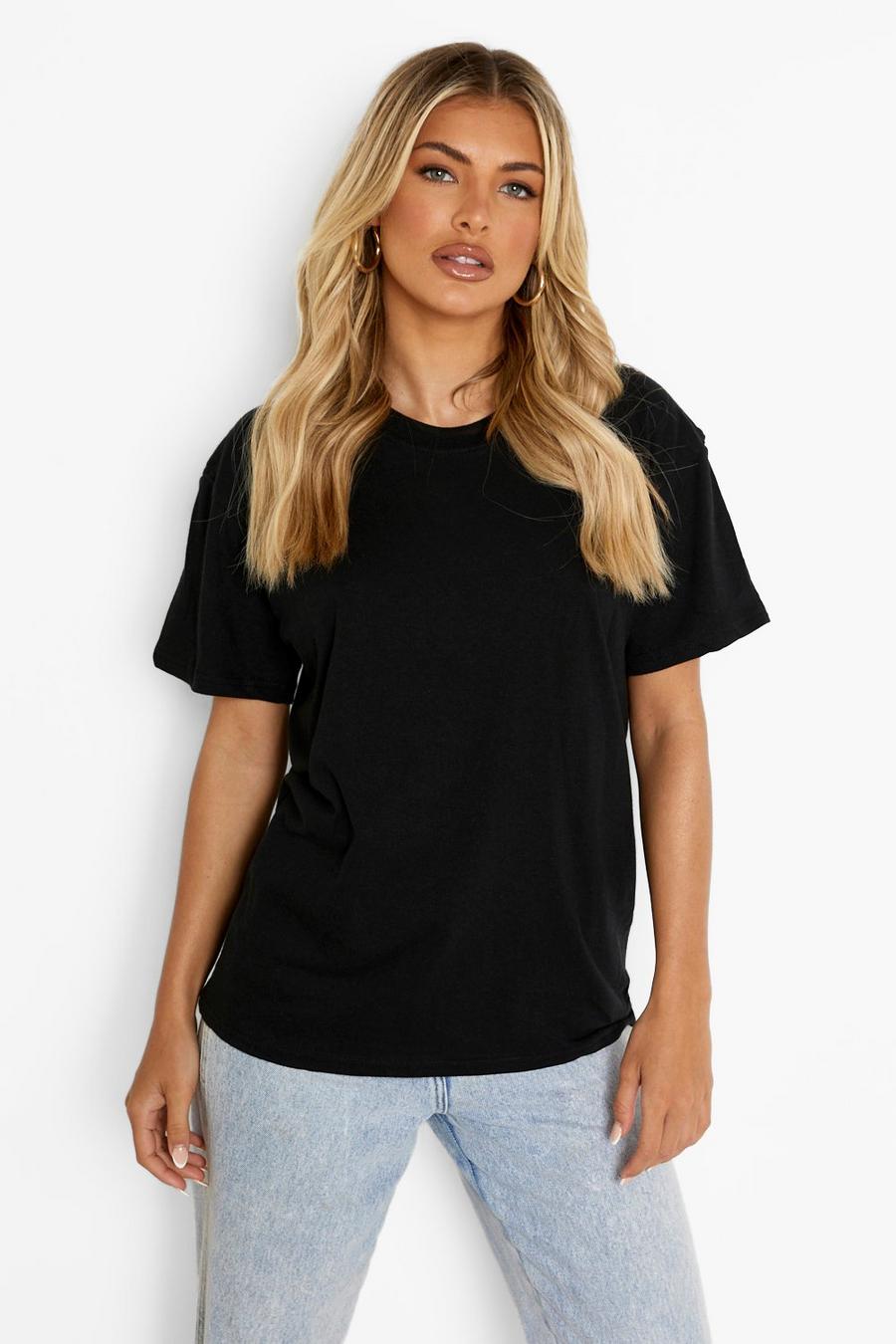 Black Basic Oversized Boyfriend T-Shirt image number 1