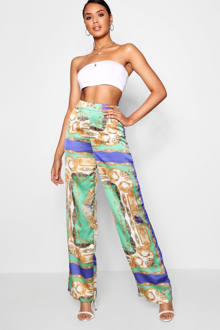 Woven Sateen Chain Print Pants image number 1