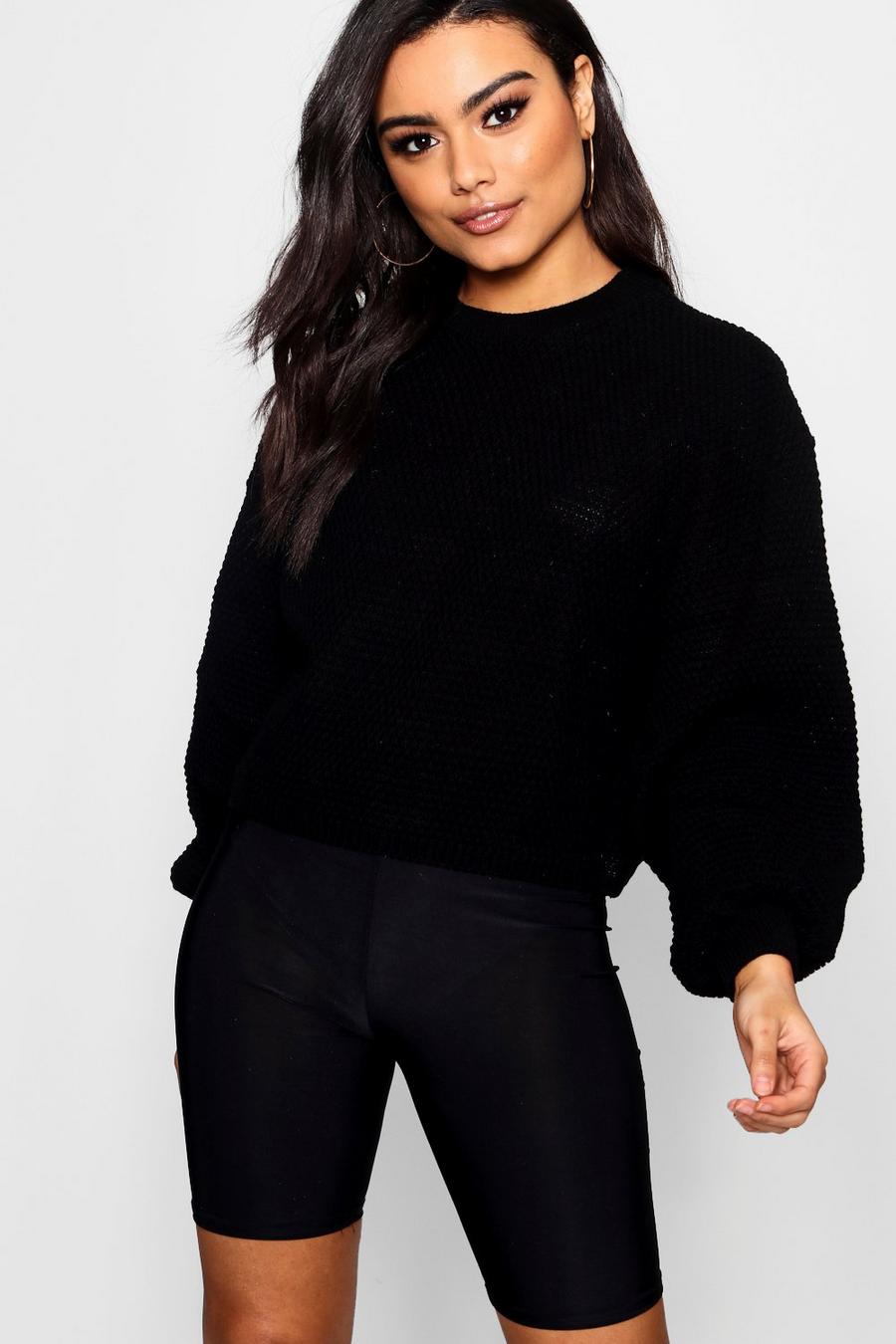 Oversized Wide Sleeve Crop Sweater image number 1