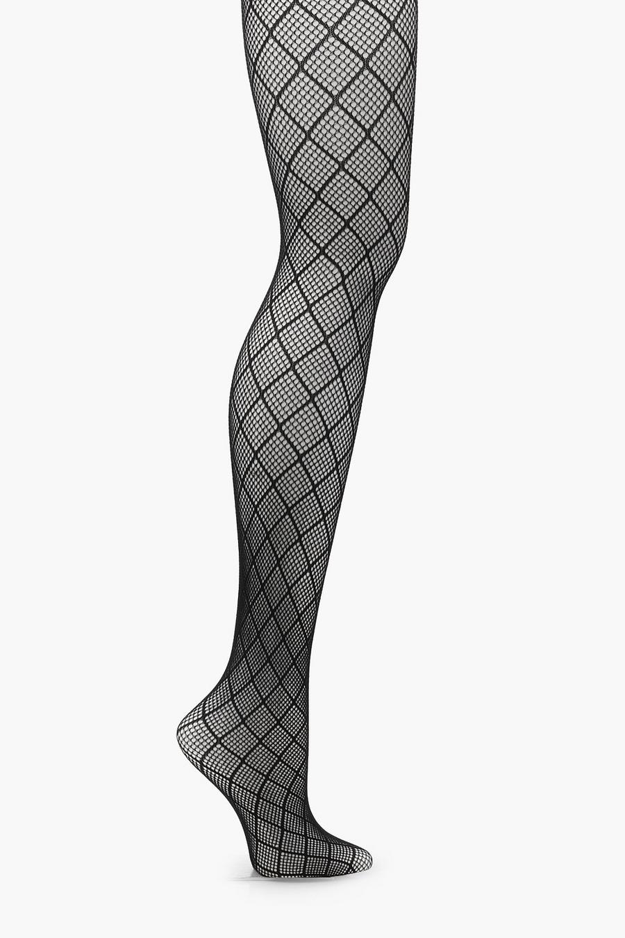 Black Diamond Pattern Fishnet Tights image number 1