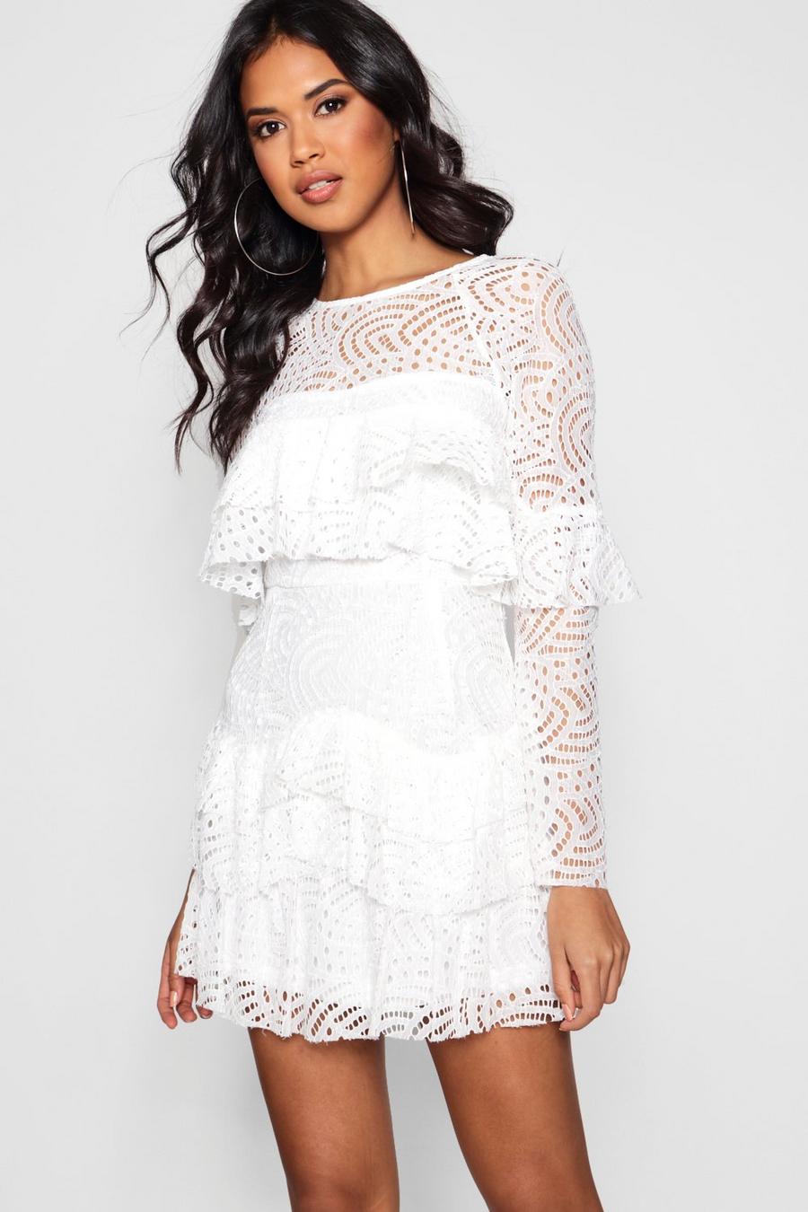Ivory Boutique  Lace Ruffle Skater Dress image number 1