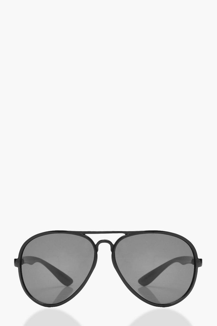 Black Stora pilotsolglasögon med tonade glas