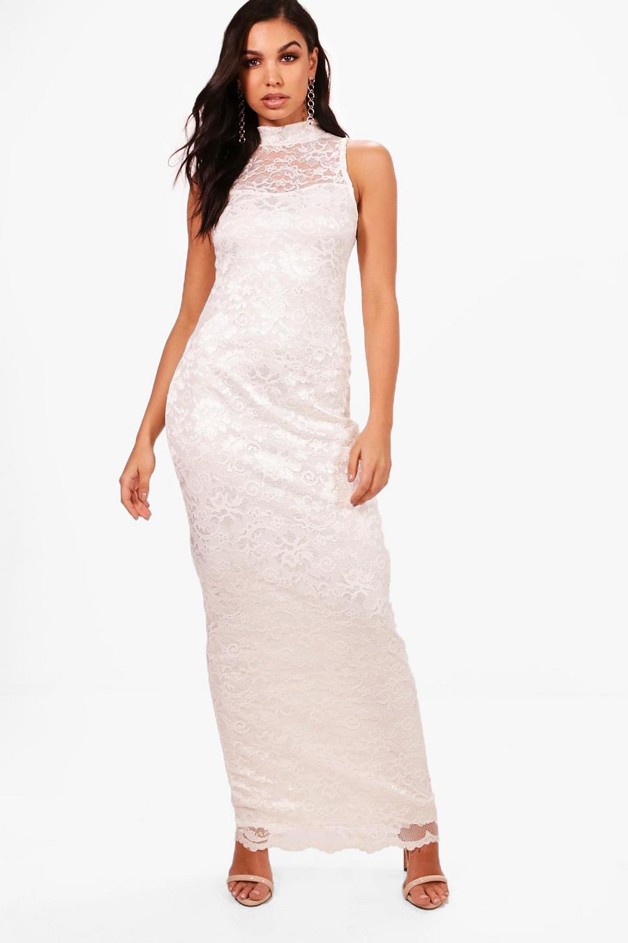 Ivory Lace Scallop Maxi Dress image number 1