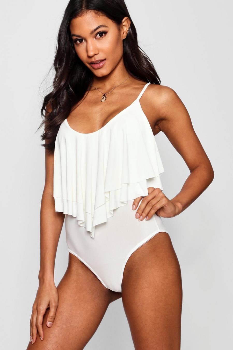 Ivory Double Layer Frill Bodysuit image number 1