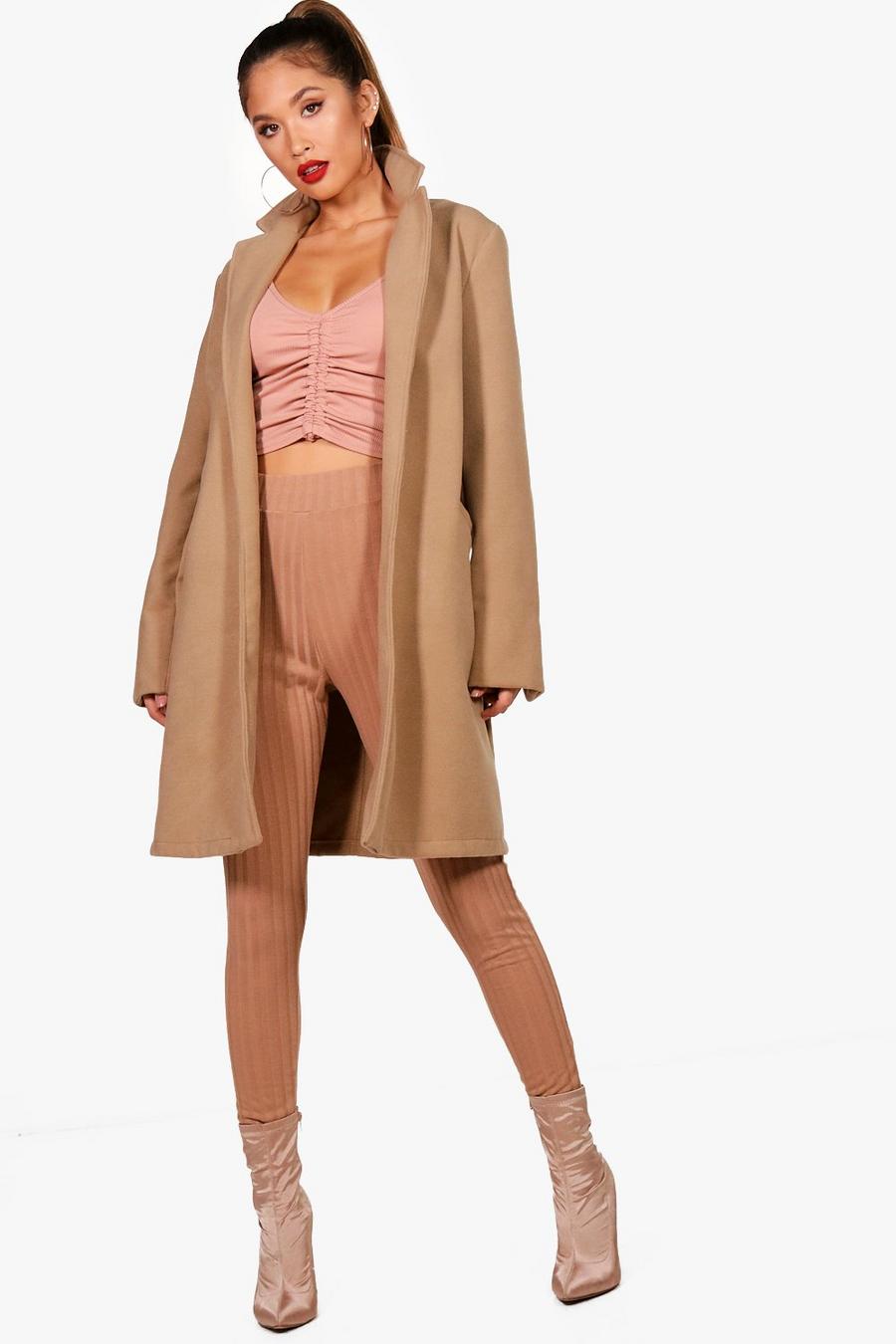 Camel Oversized Boyfriend Coat image number 1