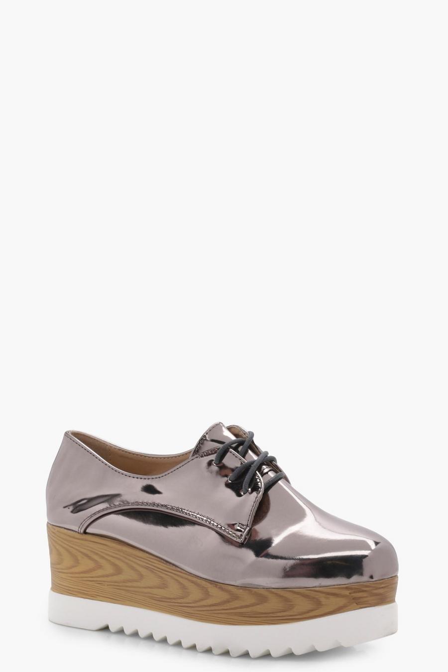 Nicole Cleated Platform Brogues, Pewter image number 1