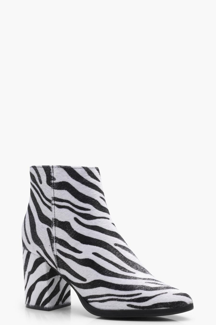 Zebra Print Pointed Toe Boot, Black image number 1