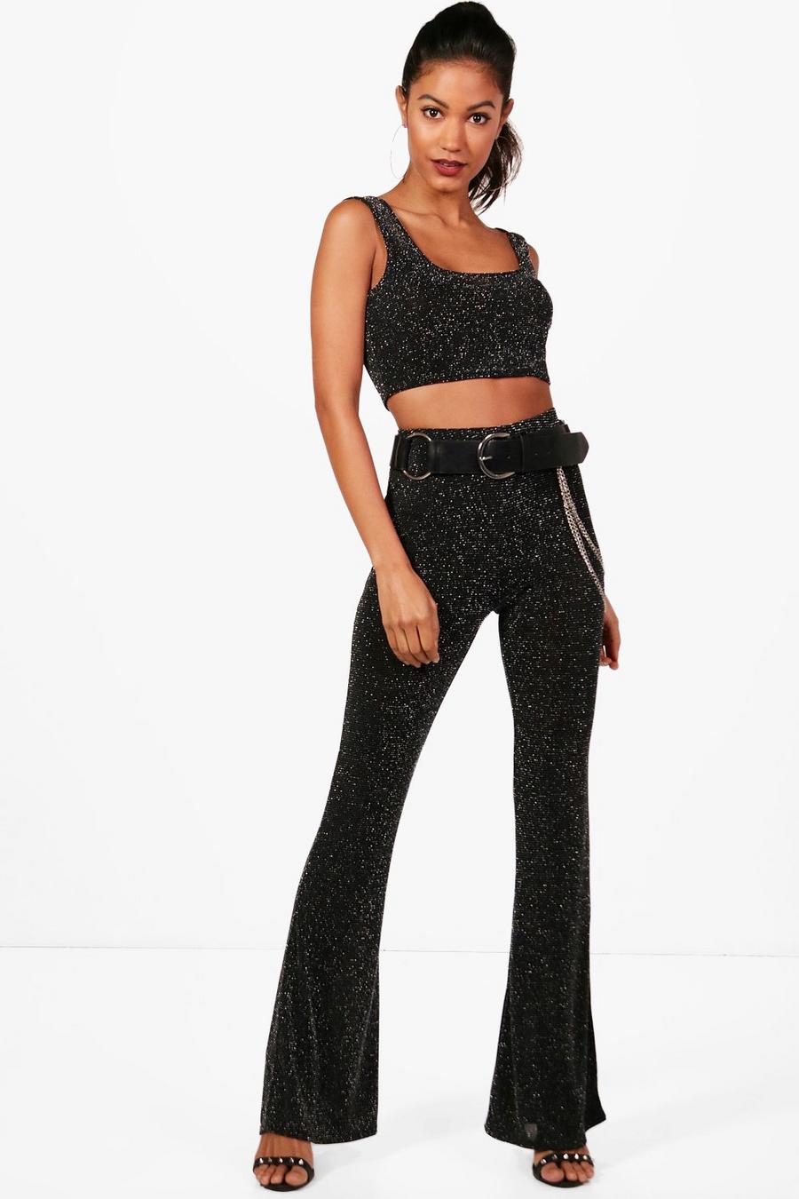 Bethany Glitter Crop Wide Leg Two-Piece image number 1