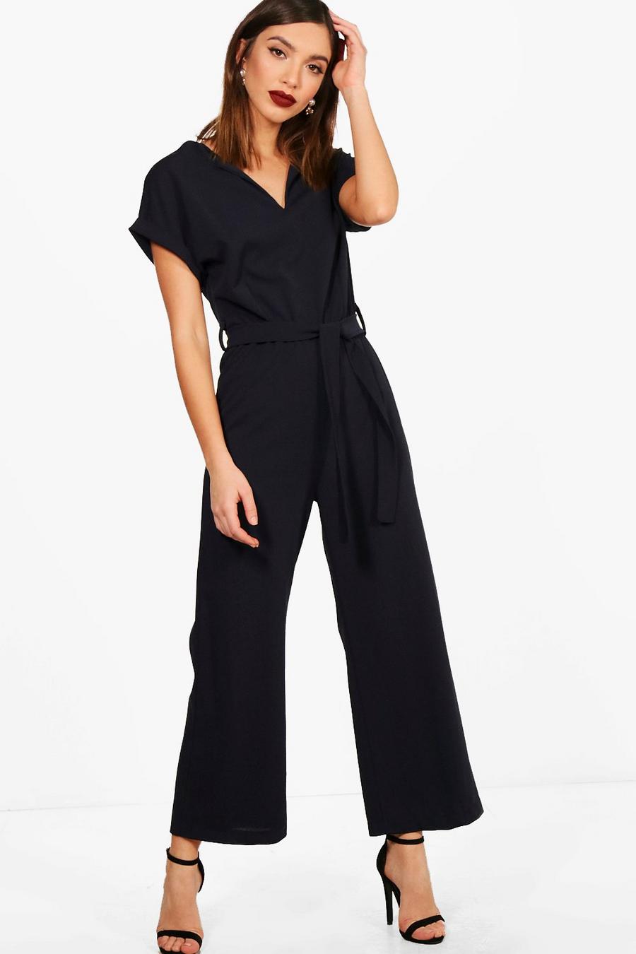 Navy Tailored Wide Leg Jumpsuit image number 1