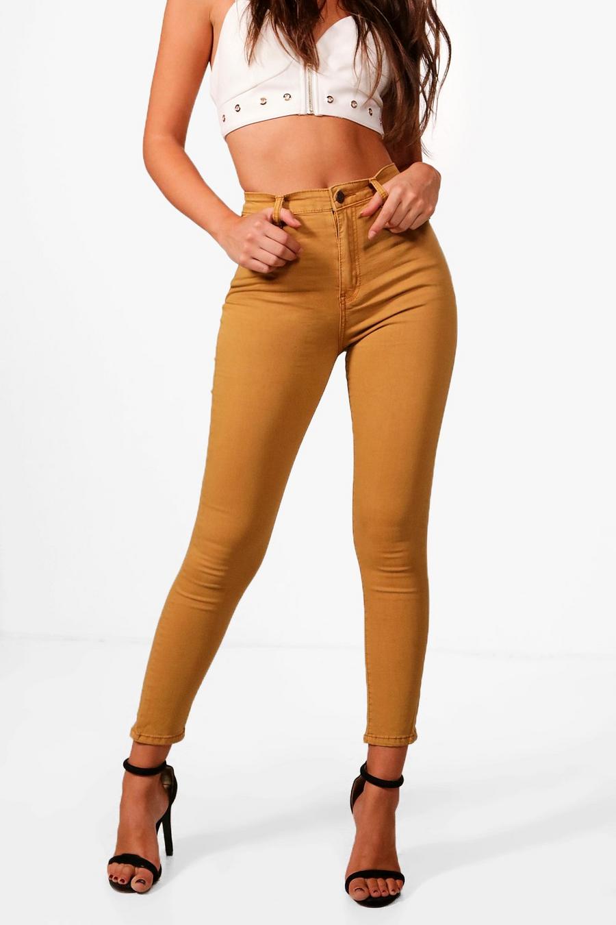 Krista High Rise Mustard Skinny Jeans image number 1