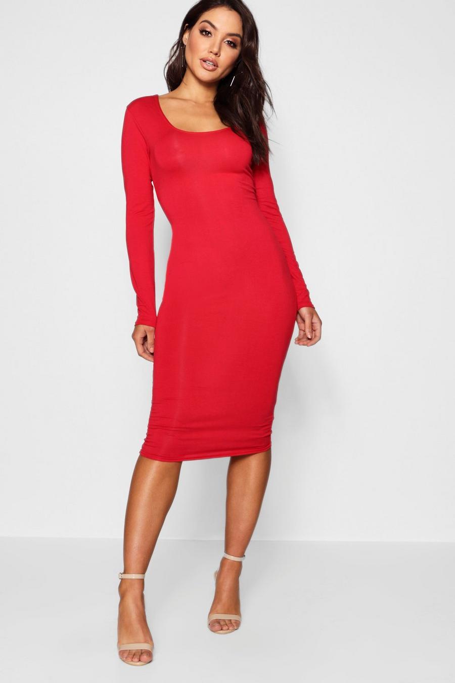 Square Neck Long Sleeved Bodycon Dress image number 1
