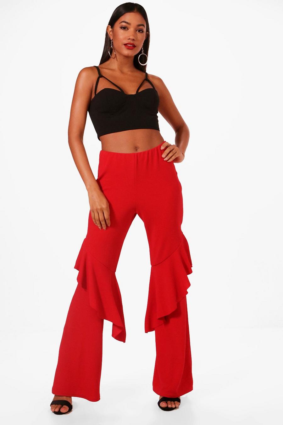 Crepe Frill Asymetric Wide Leg Pants image number 1