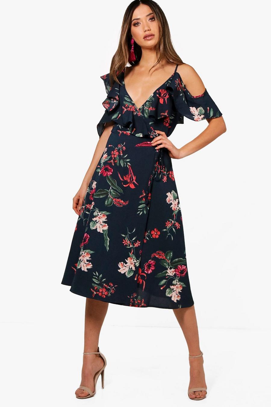 Floral Ruffle Wrap Dress image number 1