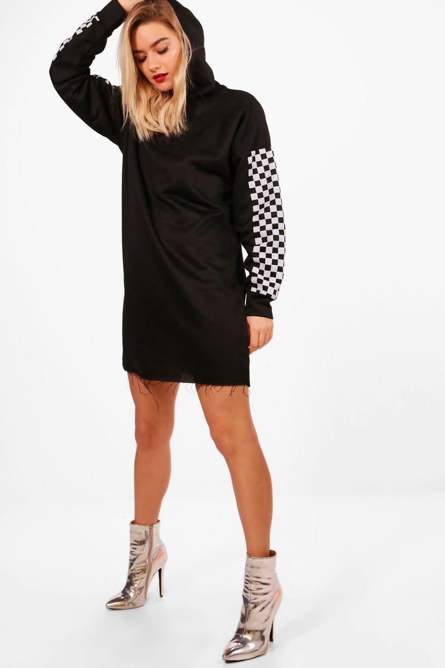 Emma Check Sleeve Hooded Sweat Dress image number 1