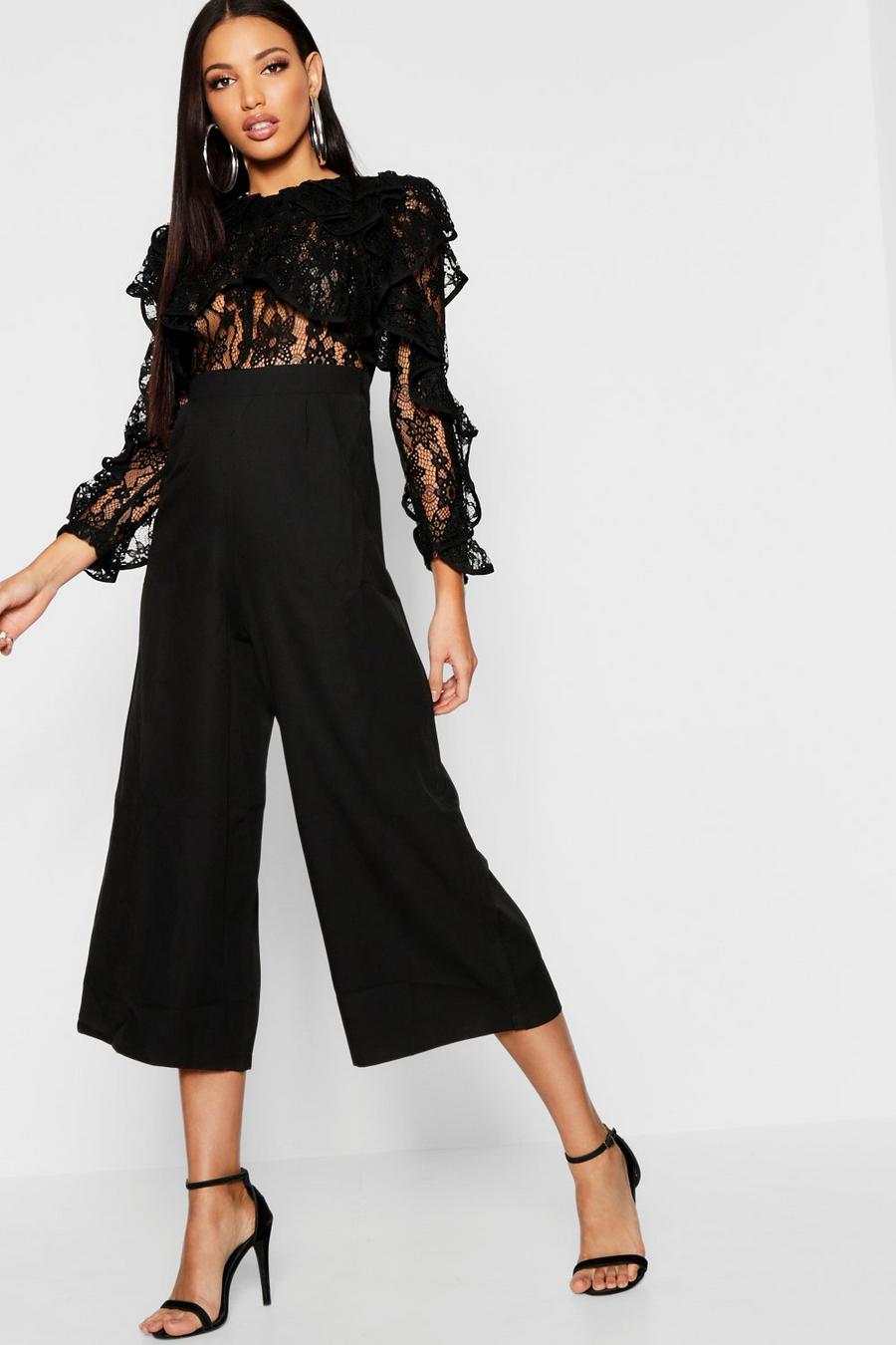 All Over Lace Ruffle Culotte Jumpsuit image number 1