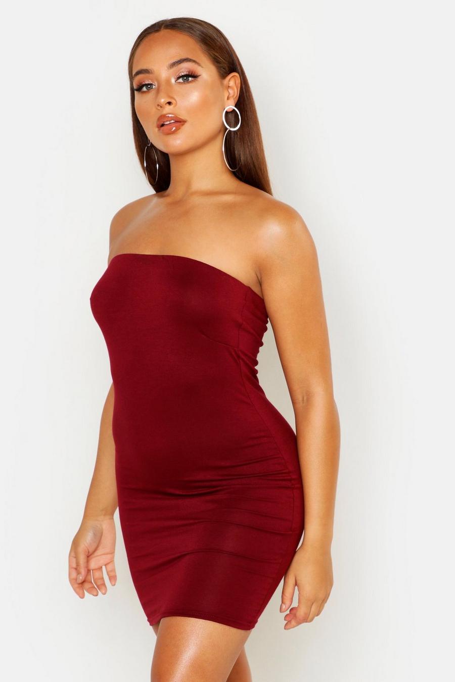 Cranberry Basic Bandeau Jersey Bodycon Dress image number 1