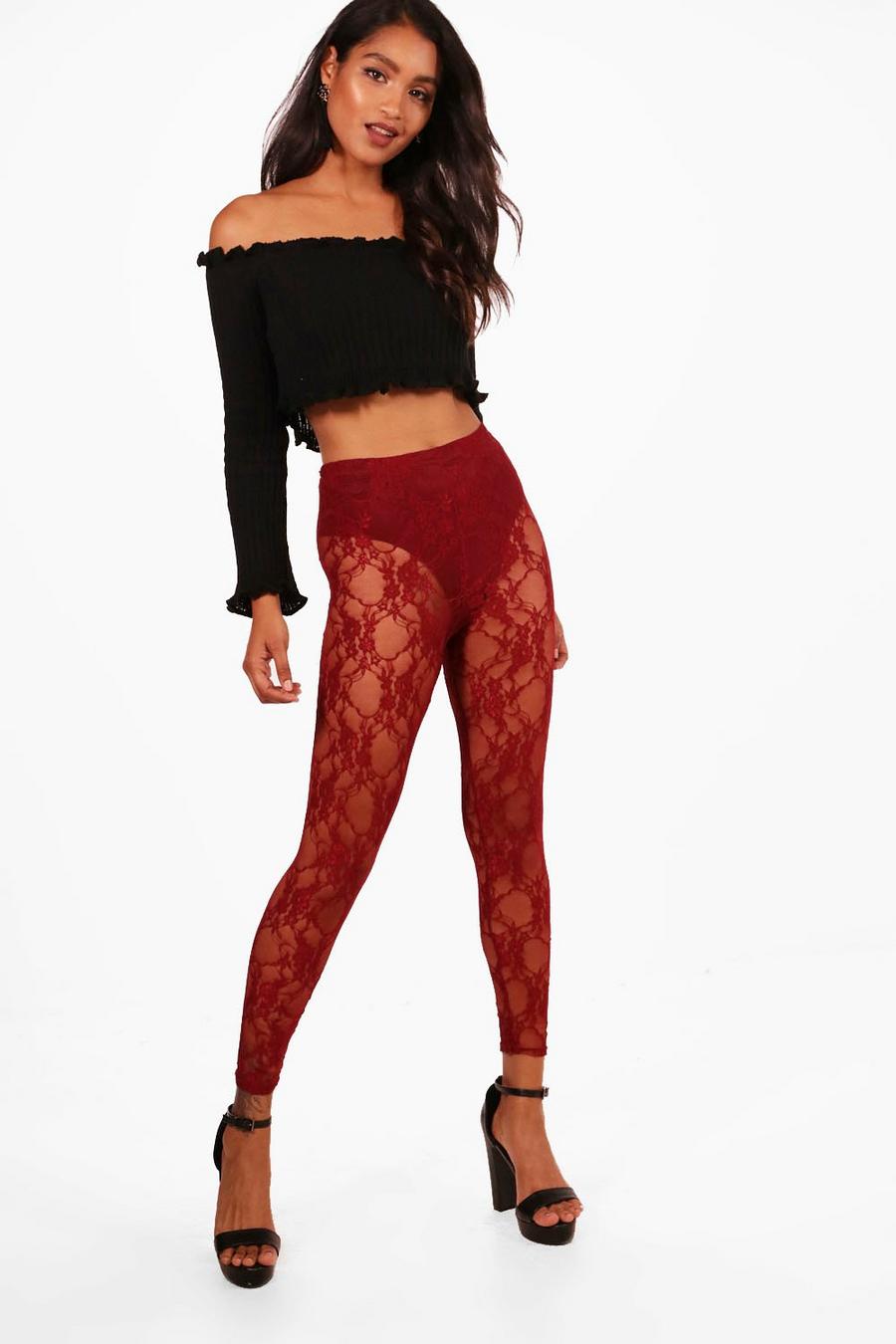 Berry Lace Leggings With Pantie Short image number 1