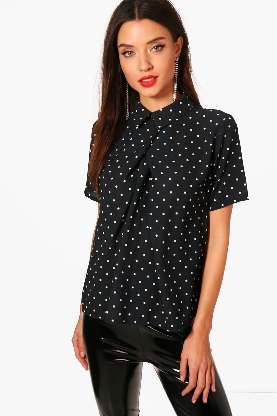Blusa a maniche corte in Chiffon a pois Lacey image number 1