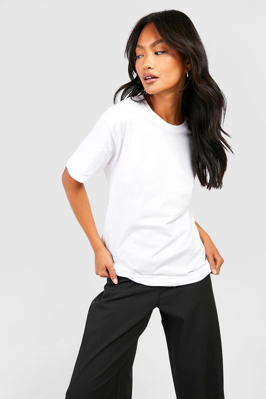 T-shirt Basic oversize in taglio maschile, White image number 1