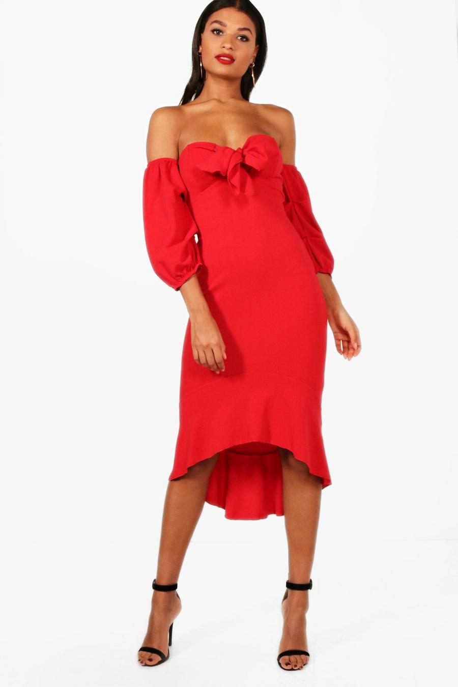 Off the Shoulder Puff Sleeve Midi Dress image number 1