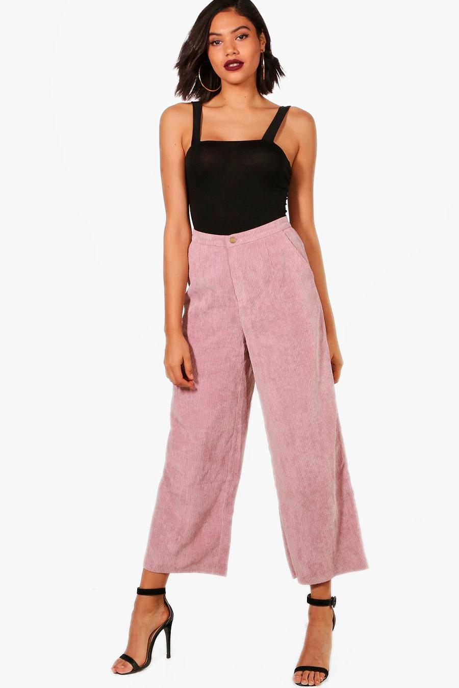 Pink Cord Wide Leg Culotte image number 1