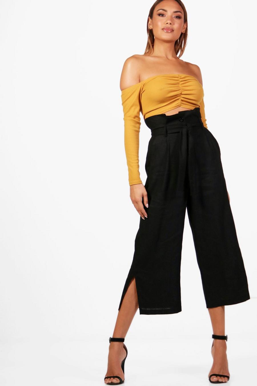 Woven Utility Paperbag Waist Culottes image number 1
