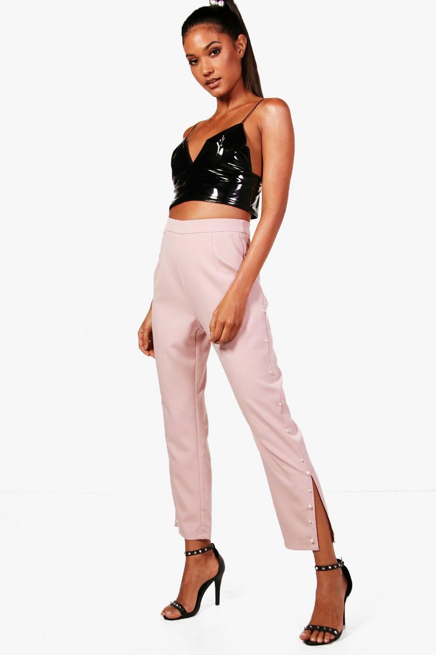 Rose Woven Pearl Detail Trousers image number 1
