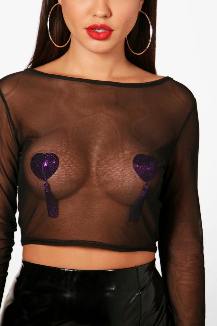 Purple Sequin Nipple Tassels image number 1