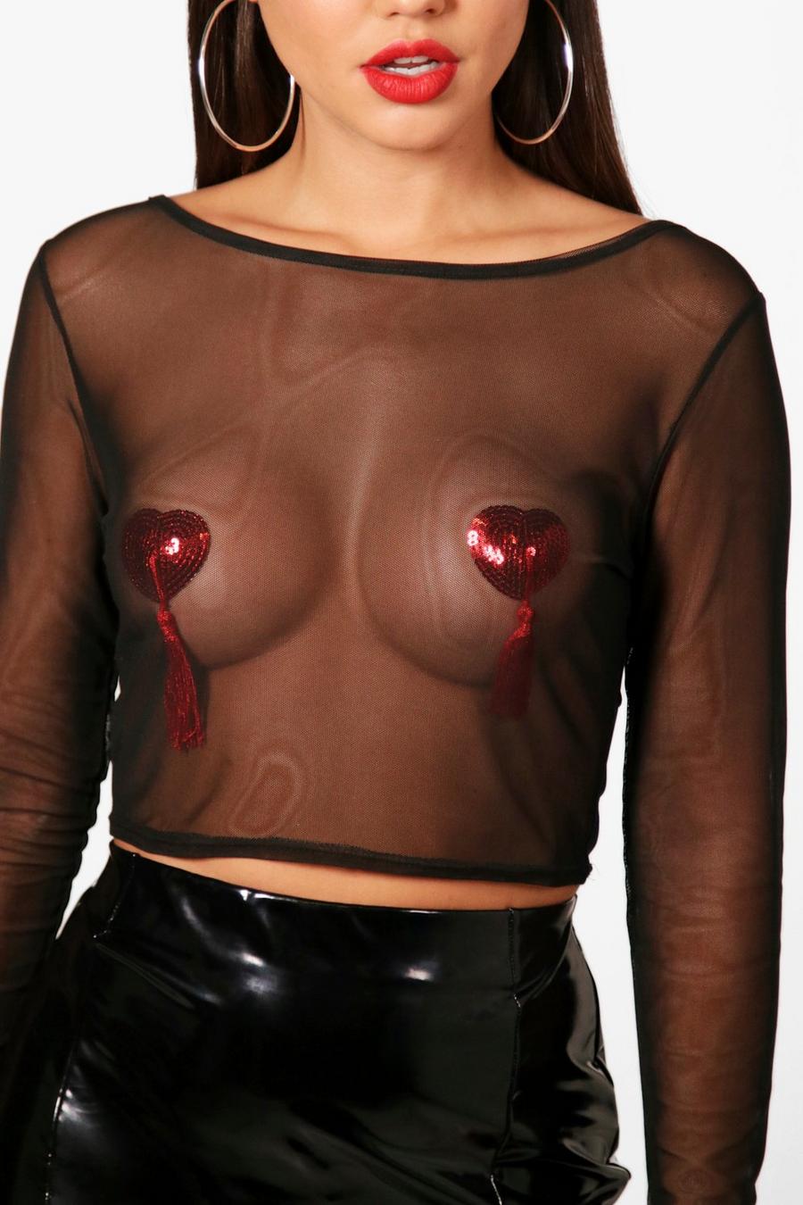 Red Sequin Nipple Tassels image number 1