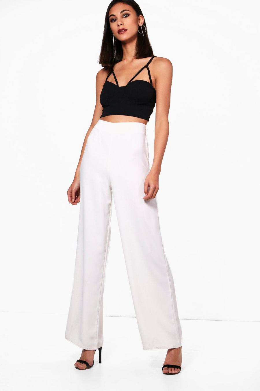 Ivory Wide Leg Silky Trouser image number 1