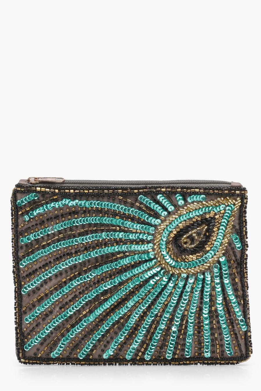 Mia Peacock Sequin And Bead Clutch image number 1