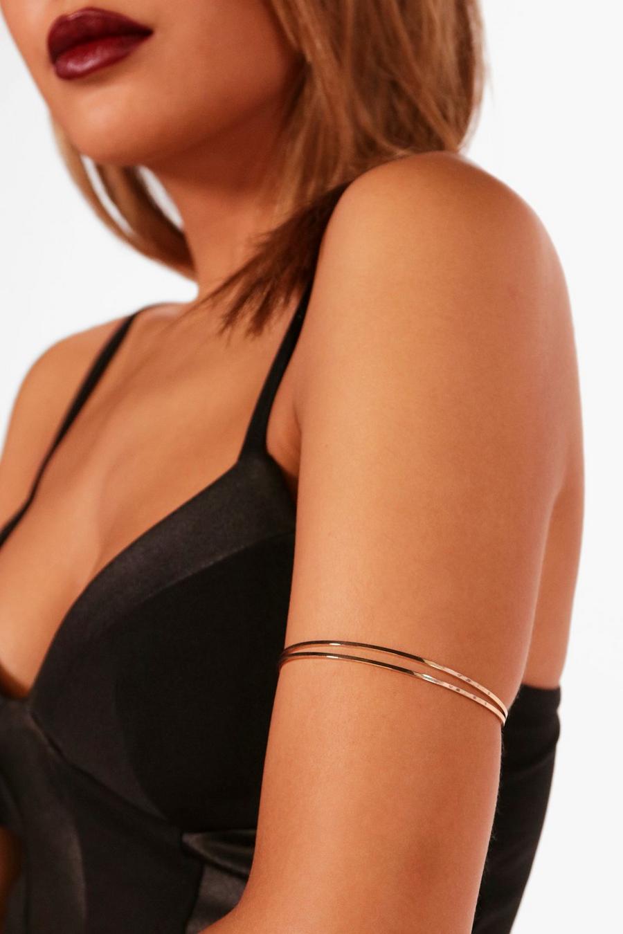 Gold Textured Double Layer Arm Cuff image number 1