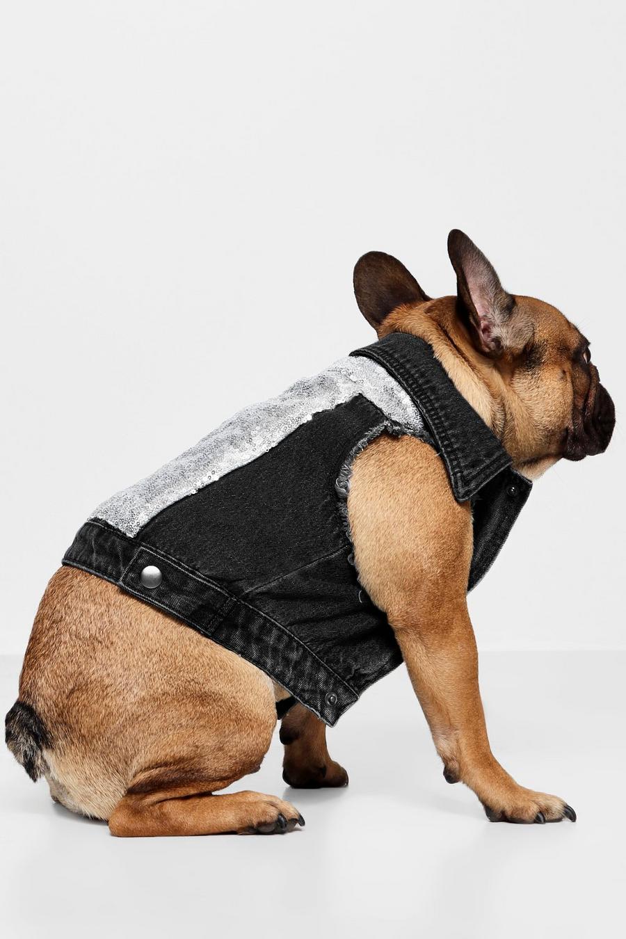 Sequin Dog Denim Jacket, Noir image number 1