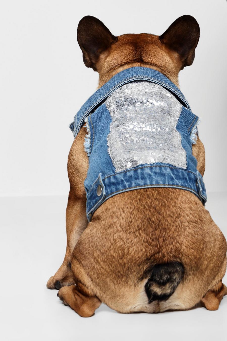 Sequin Dog Denim Jacket, Bleu moyen image number 1