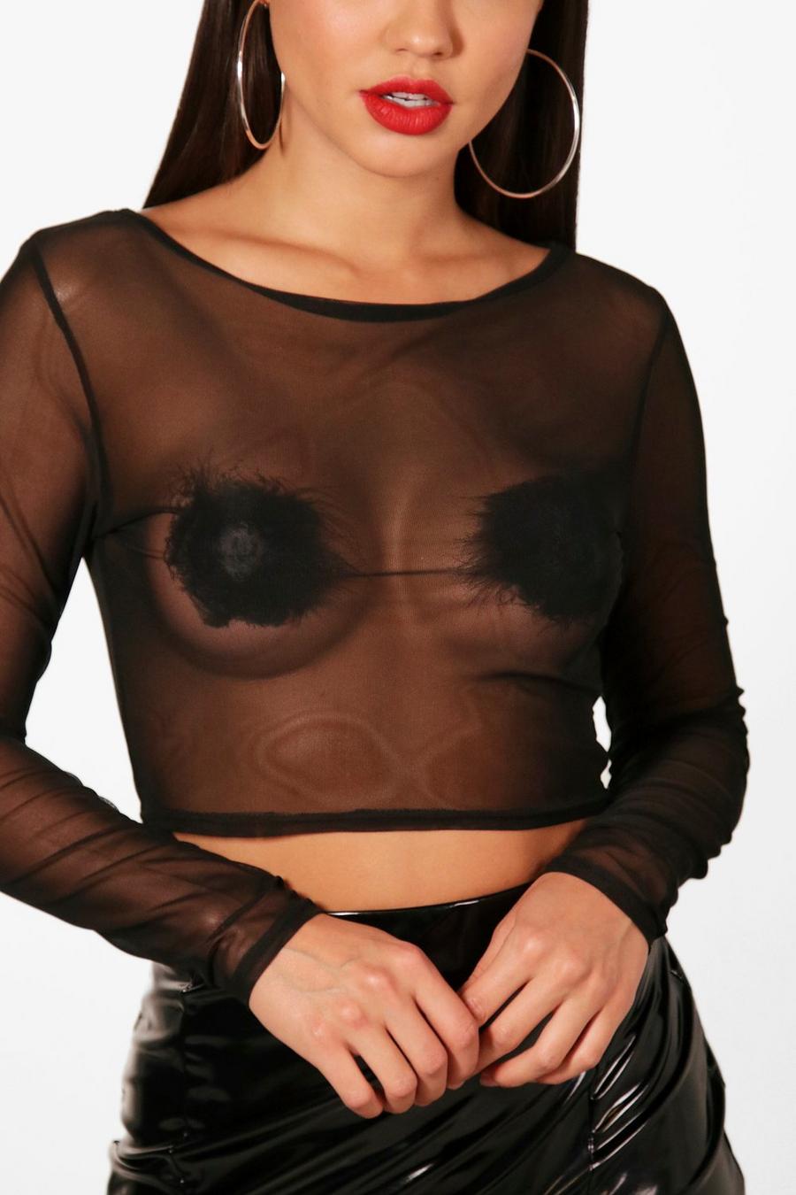 Black Fluffy Nipple Covers image number 1