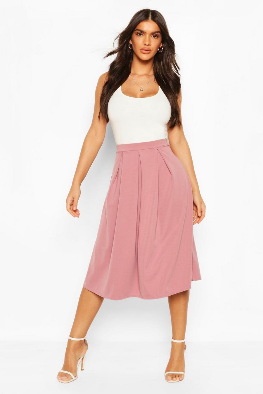 Rose dust Basic Box Pleat Midi Skirt image number 1