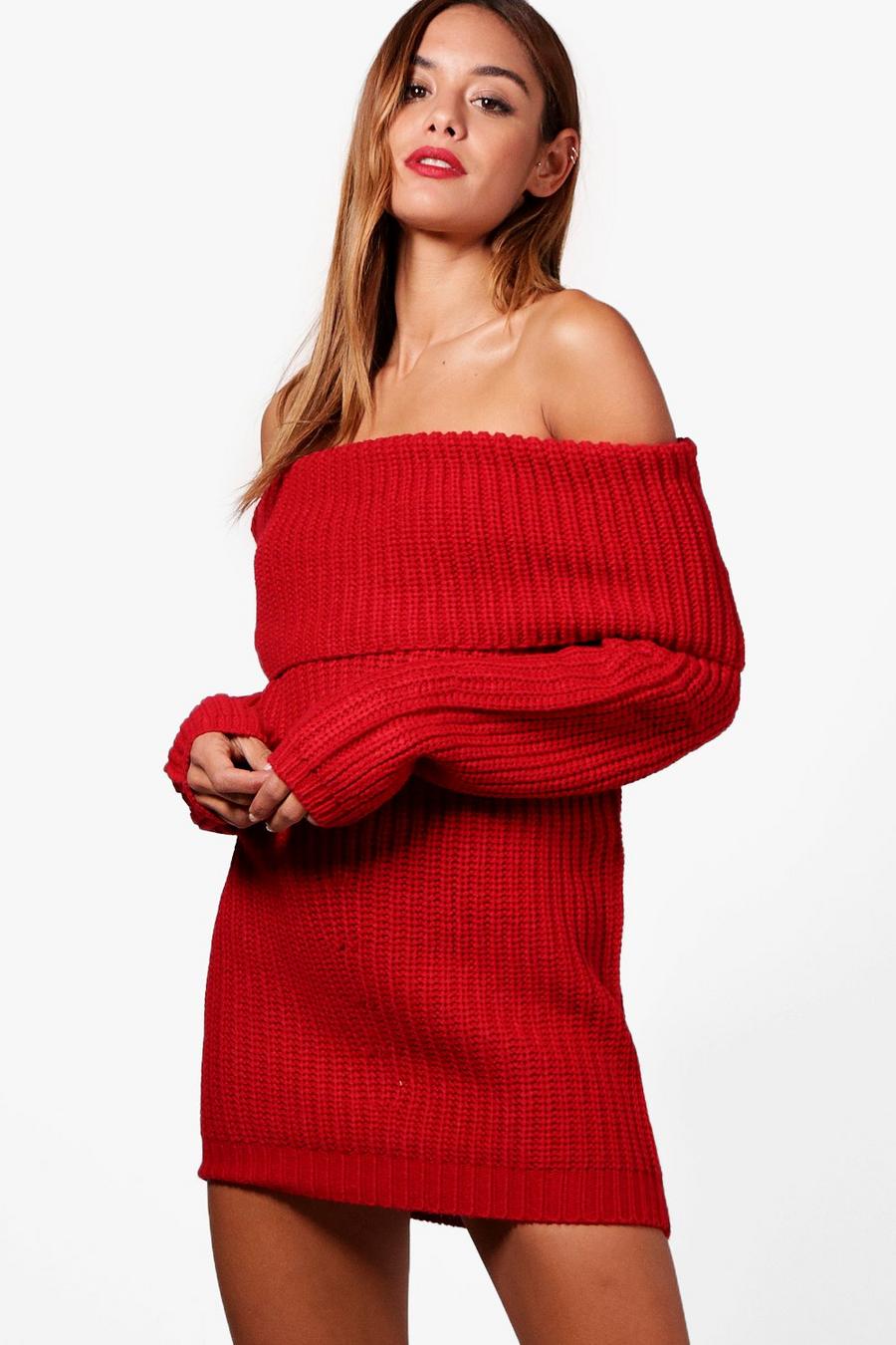 Eloise Chunky Knit Bardot Sweater Dress image number 1