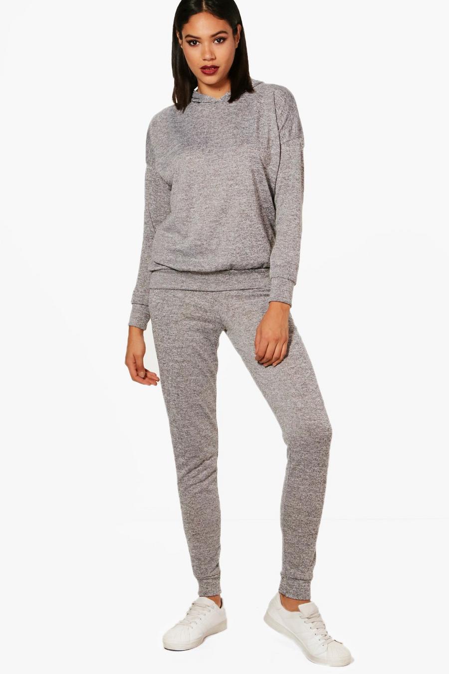 Hoody & Jogger Knitted Loungewear Set, Grey image number 1