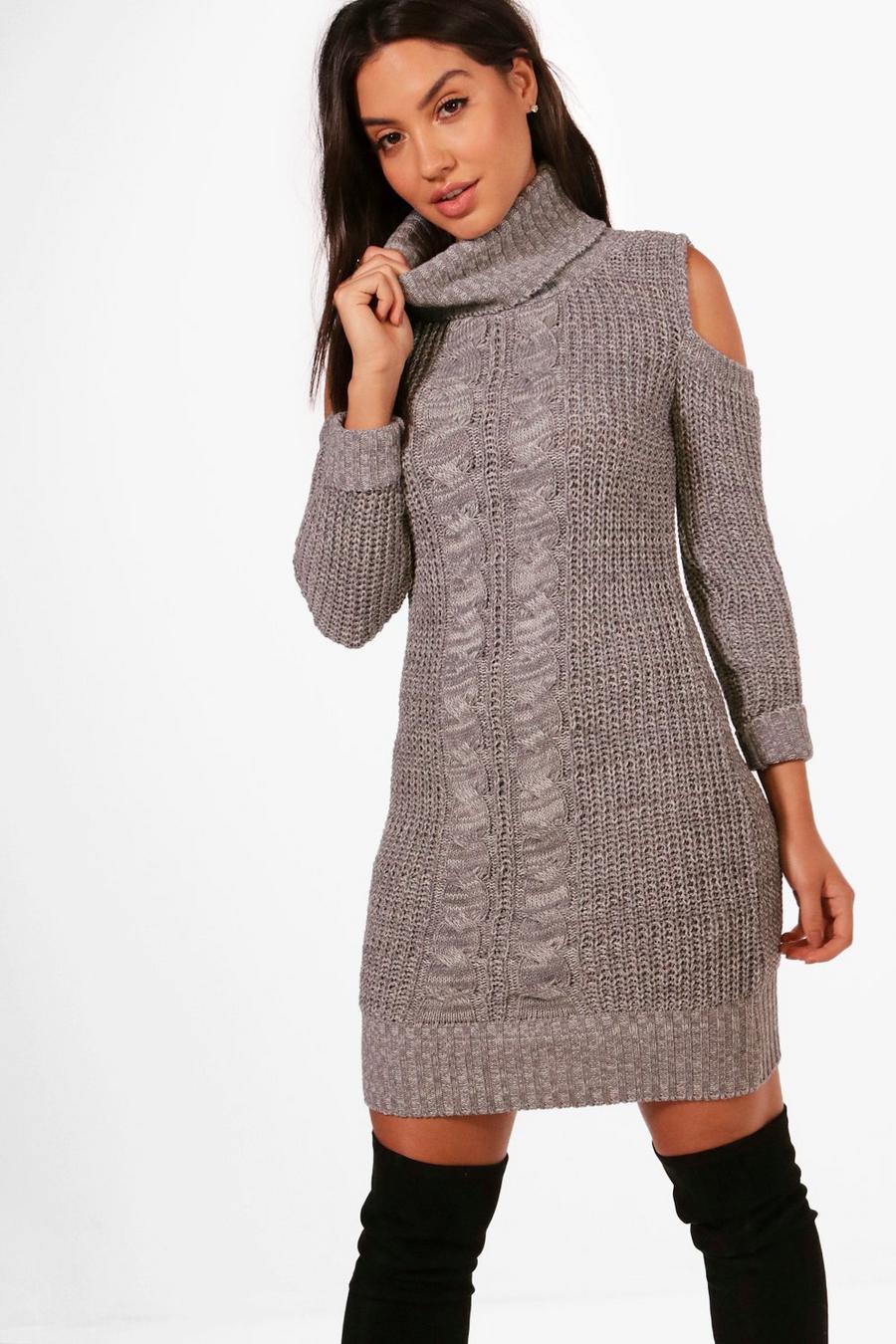 Turtleneck Cold Shoulder Sweater Dress image number 1