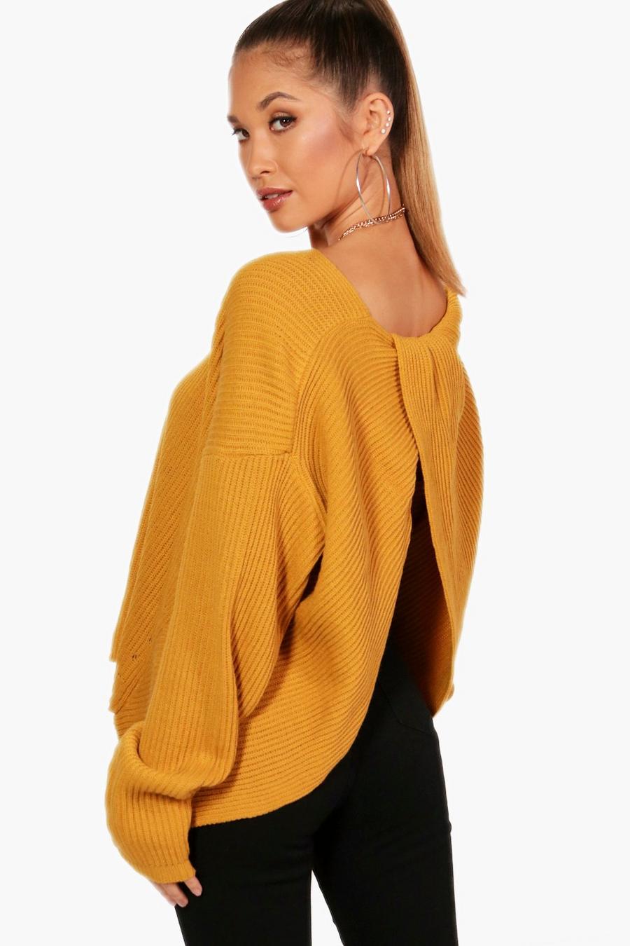 Mustard Twist Back Sweater image number 1