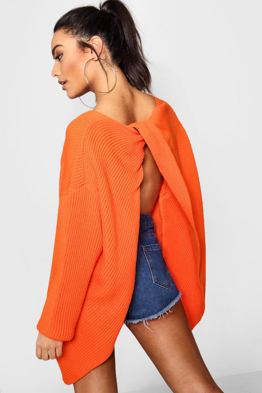 Twist Back Jumper, Orange image number 1