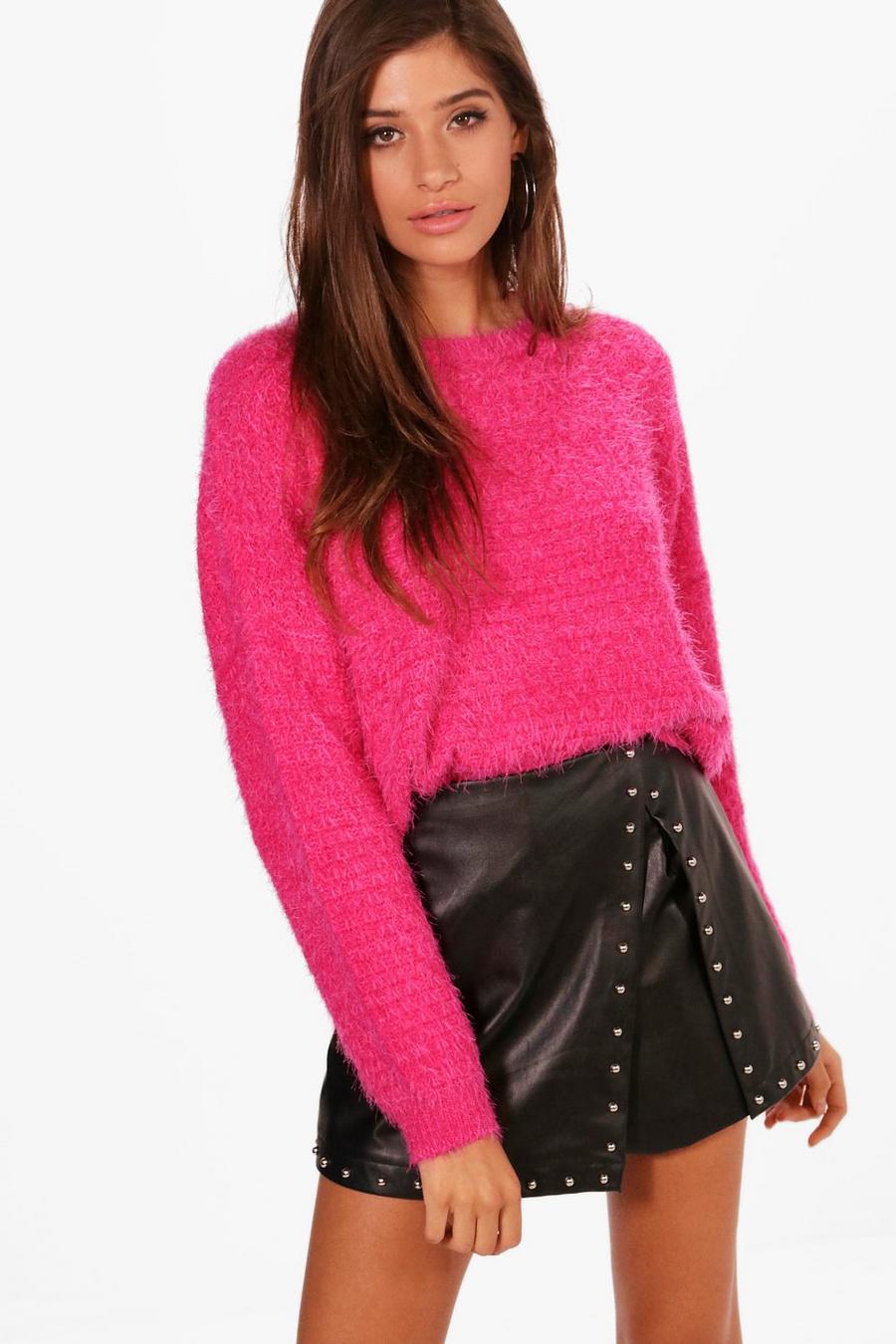 Pink Lily Crop Eyelash Sweater image number 1