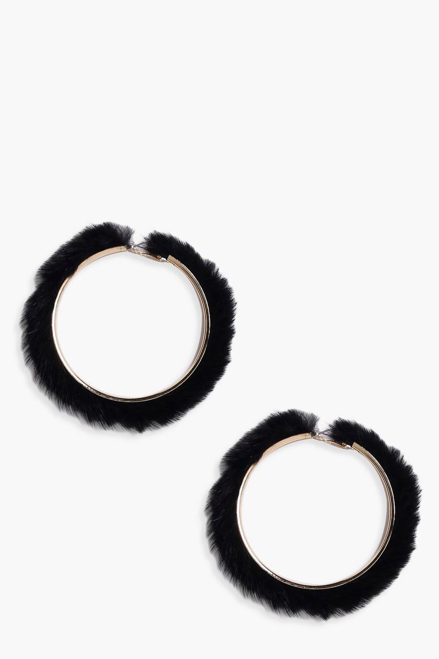 Josie Faux Fur Hoop Earrings image number 1