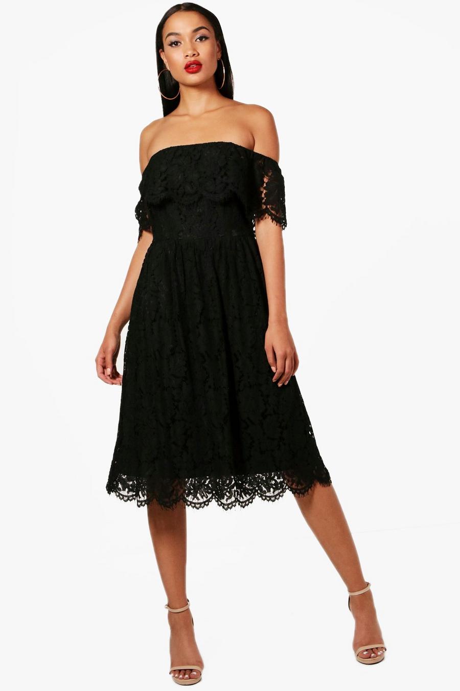 Eyelash Lace off The Shoulder Skater Dress image number 1