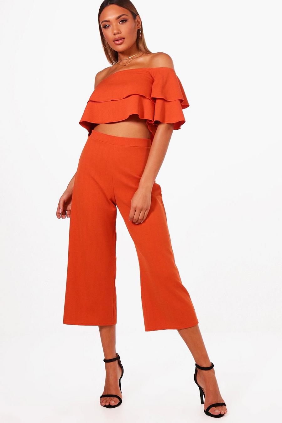 Brick Double Tube Top And Culotte Two-Piece Set image number 1