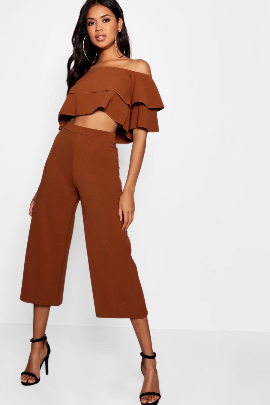 Mocha Double Bandeau Top and Culotte Co-ord Set image number 1