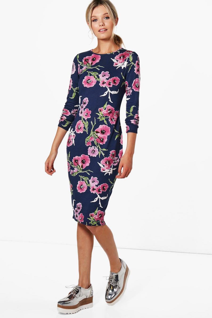 Floral Long Sleeve Bodycon Dress image number 1